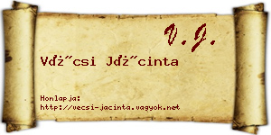Vécsi Jácinta névjegykártya